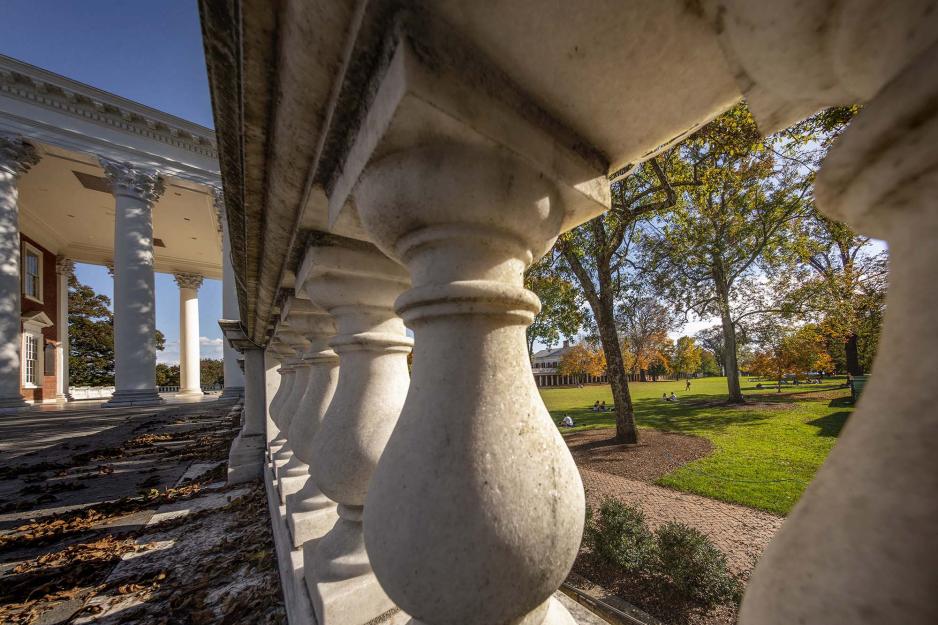 Rotunda rails looking out to the Lawn
