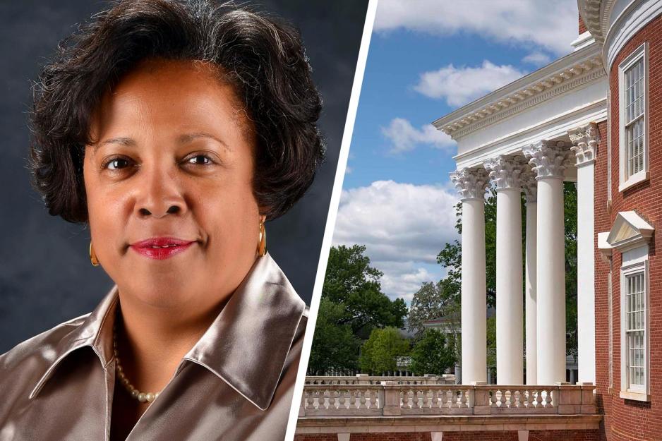 Robyn S. Hadley headshot left, and Side view of the Rotunda right