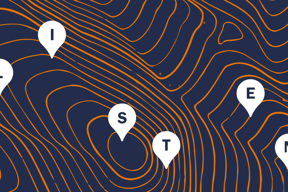 Lines showing elevation with location markers  on it. 