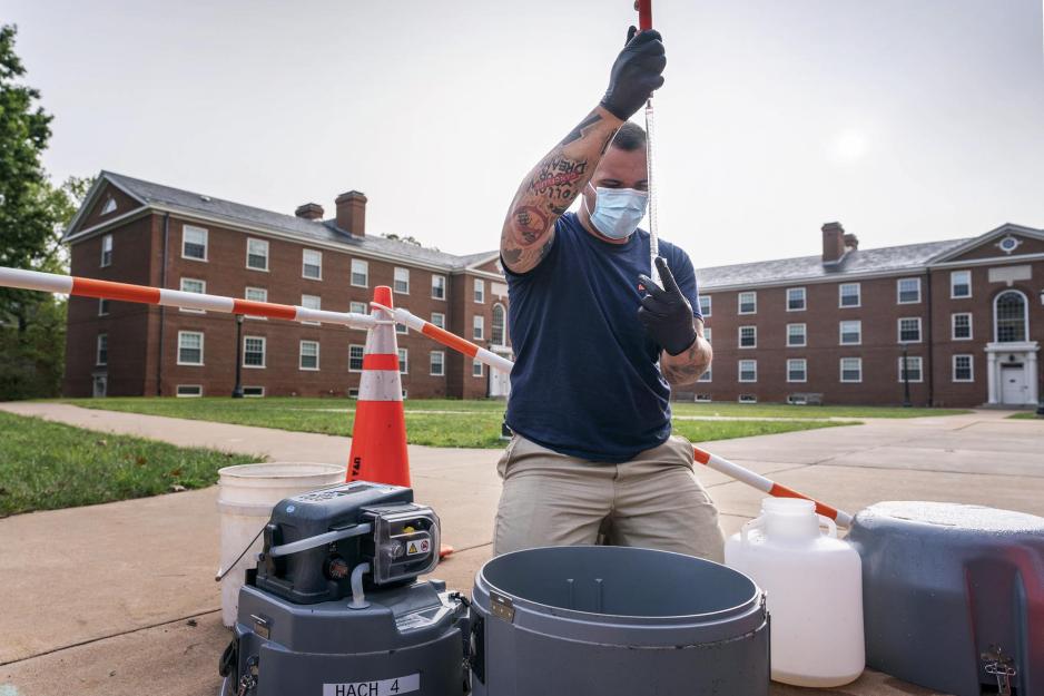 Anthony Williams obtains waste water for covid-19 testing