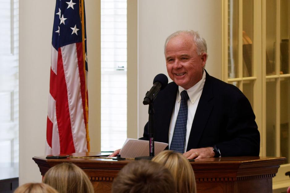 Paul Manning at the podium in the Rotunda dome room