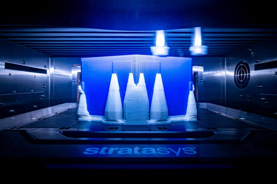 3-D Printer printing a respirator
