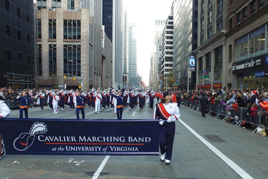  UVA Cavalier Marching Band marches down the streets of New York City