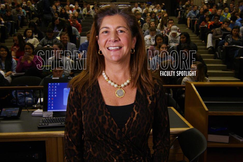  Portrait of Sherri Moore with the text: Sherri Moore Faculty Spotlight