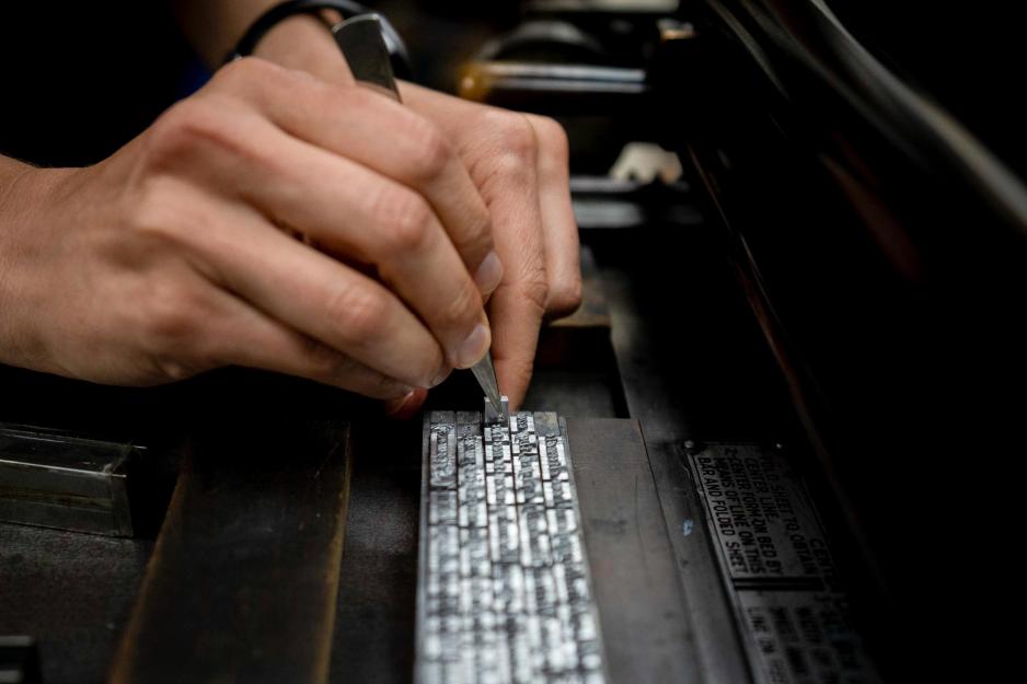 Lydia Fash composes type 