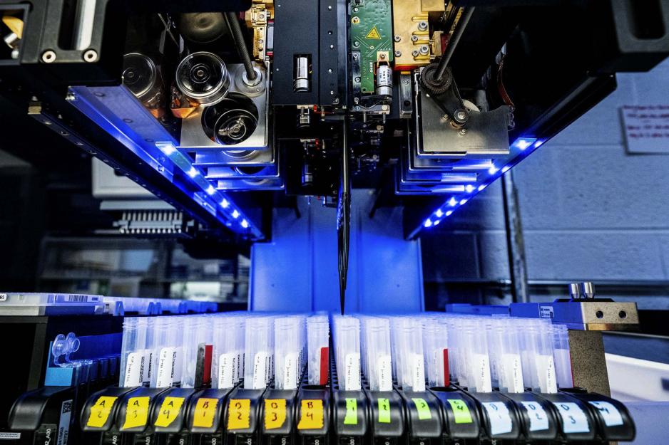 Saliva testing tubes inside the salvia testing machine