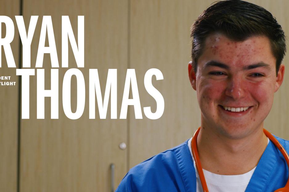 Ryan Thomas headshot with the text that reads: Ryan Thomas Student Spotlight