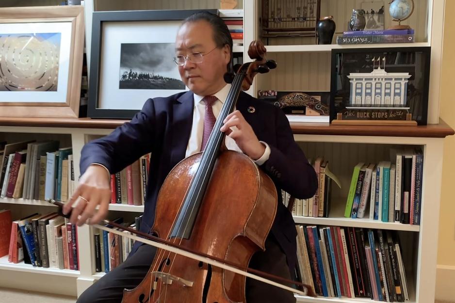 Yo-Yo Ma plays the cello
