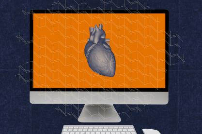 Illustration of a heart on a computer monitor