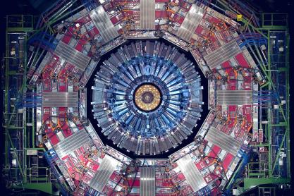 the inside of A particle detector at the Large Hadron Collider in Europe