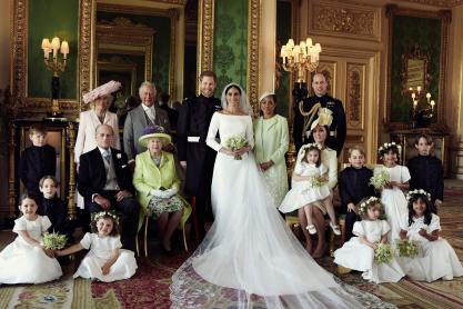 Prince Harry and Meghan Markle and their families for a royal picture on their wedding day
