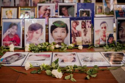 Portraits of slain victims in the Philippine leader