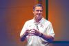 Bronco Mendenhall spoke Friday to students at UVA’s McIntire School of Commerce, outlining how faith and business principles inform his approach to coaching Cavalier football.