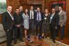 Cucchiara, fourth from left, with Canadian Prime Minister Justin Trudeau, on her left, after taping Trudeau’s segment for “Meet the Press.” 