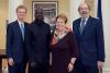 From left, Citizen Leadership medalist Cary Fowler, Architecture medalist Sir David Adjaye, UVA President Teresa A. Sullivan and Law medalist Judge Frank Easterbrook. 