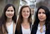 From left, Megan Eisenfelder, Natalie Kessler and Thrisha Potluri received 2017 Global Health University Scholars awards. Their research brought them to the Great Plains and Peru.