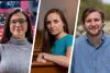The 2019 winners of University Awards for Projects in the Arts, from left to right: Payton Moledor, Heidi Waldenmaier and Samuel Wilson.
