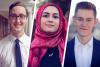 From left: 2016 graduate Porter Nenon and fourth-year students Attiya Latif and Jack Chellman will study in the United Kingdom. (Photos by Dan Addison, University Communications) 