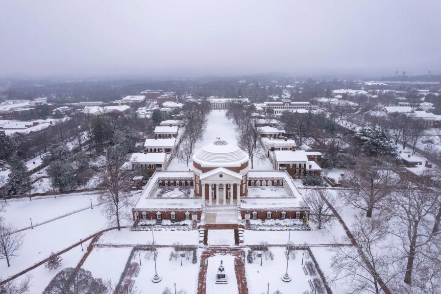 Snowy grounds aerial view