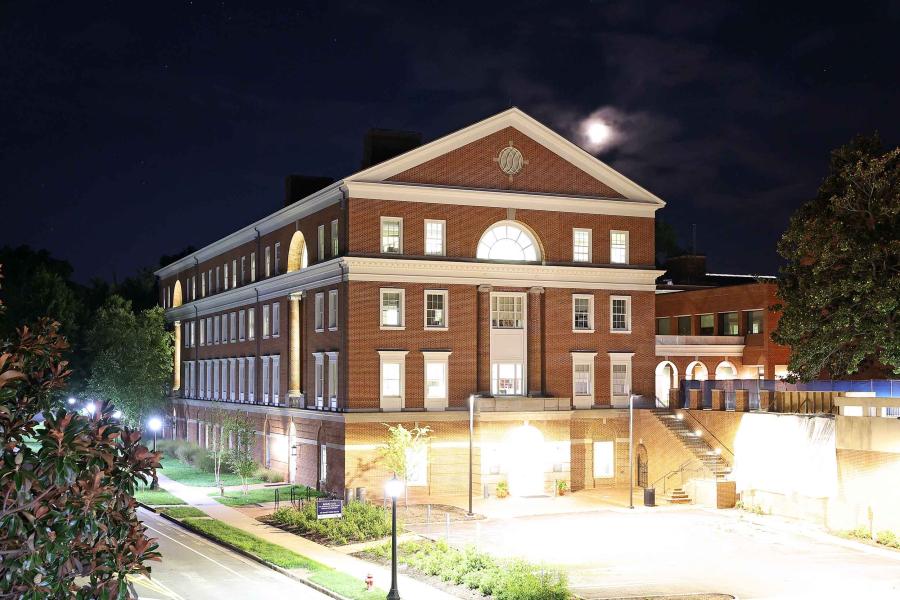 the UVA School of Education and Human Development at night