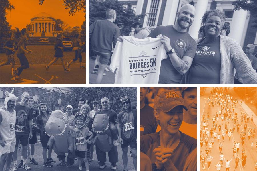 Illustration of a collage of images for the 2024 Community Bridges 5K Walk/Run.