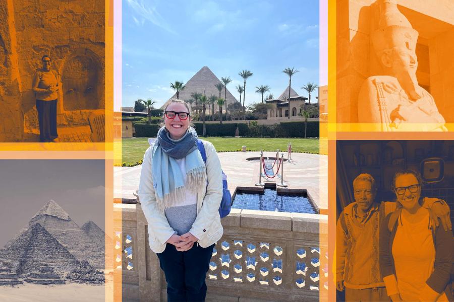 a collage featuring Tessa Farmer seeing the sights during her travels in Cairo, Egypt