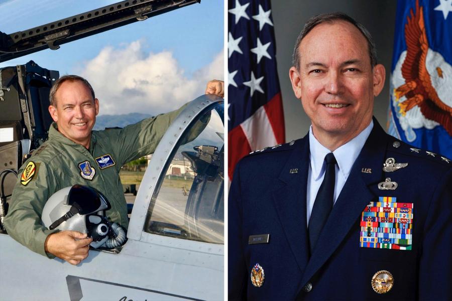 A side by side of Lt. Gen. David Deptula