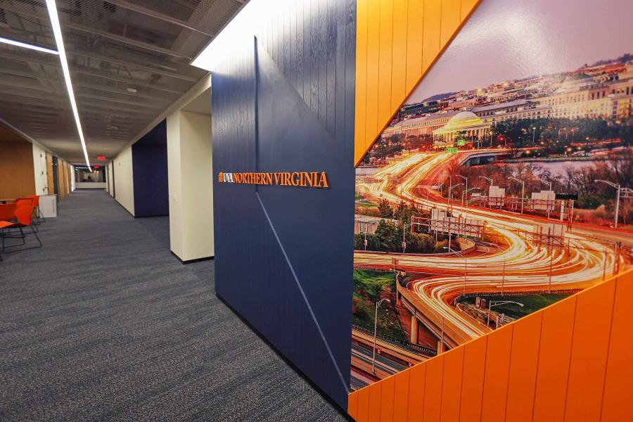 long hallway at the UVA Northern Virginia location