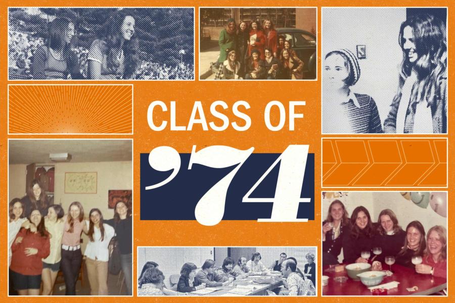 collage of photos from the UVA graduating class of 1974