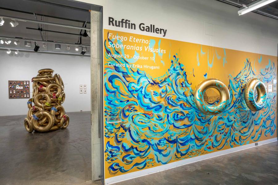 an art gallery interior displaying works by Sherezade García as part of “The Liquid Highway” show at the UVA’s Ruffin Gallery
