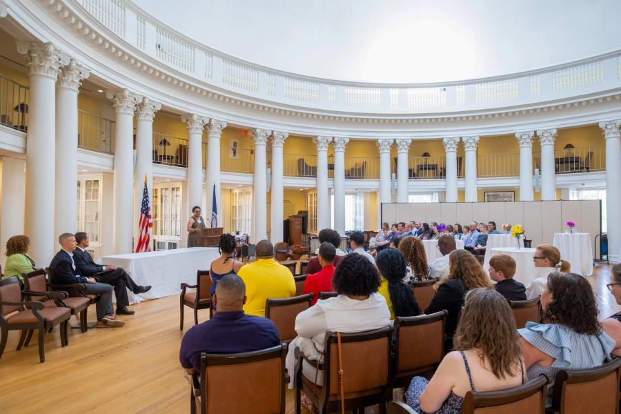 UVA staff in the Rotunda’s Dome Room during the 2025 Hoos Building Bridges Award ceremony