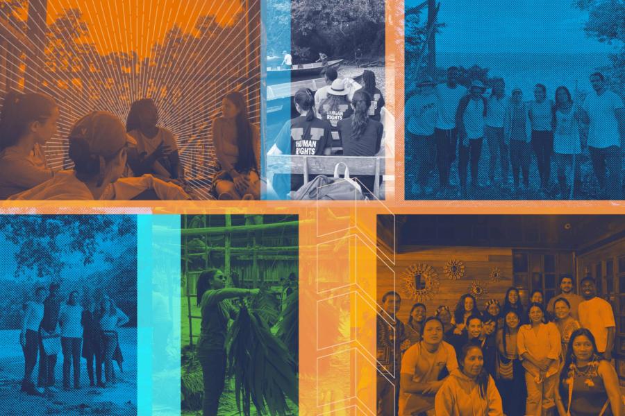 Collage of photos of UVA students in Ecuador