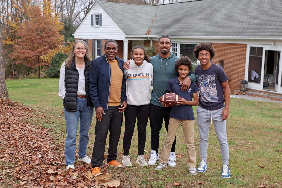 UVA standout football player Jonas Sanker with his family