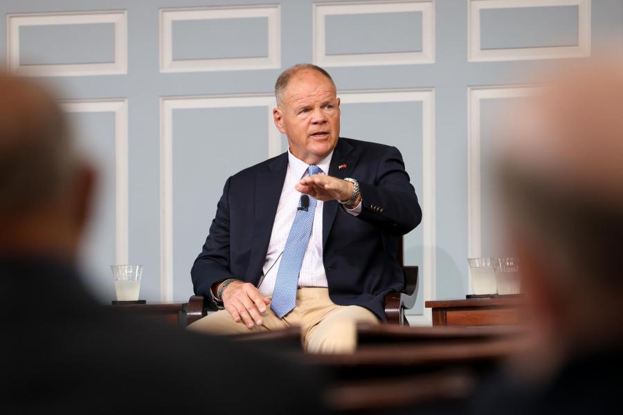 Candid of Robert Neller giving a talk at UVA