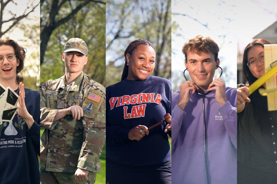 Collage of five graduating fourth-year students