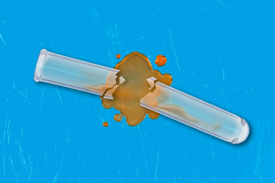 A graphic illustration of a broken test tube