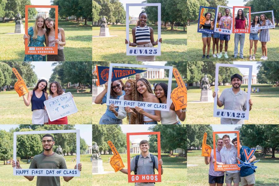 Collage of Photos from the First Day of Class