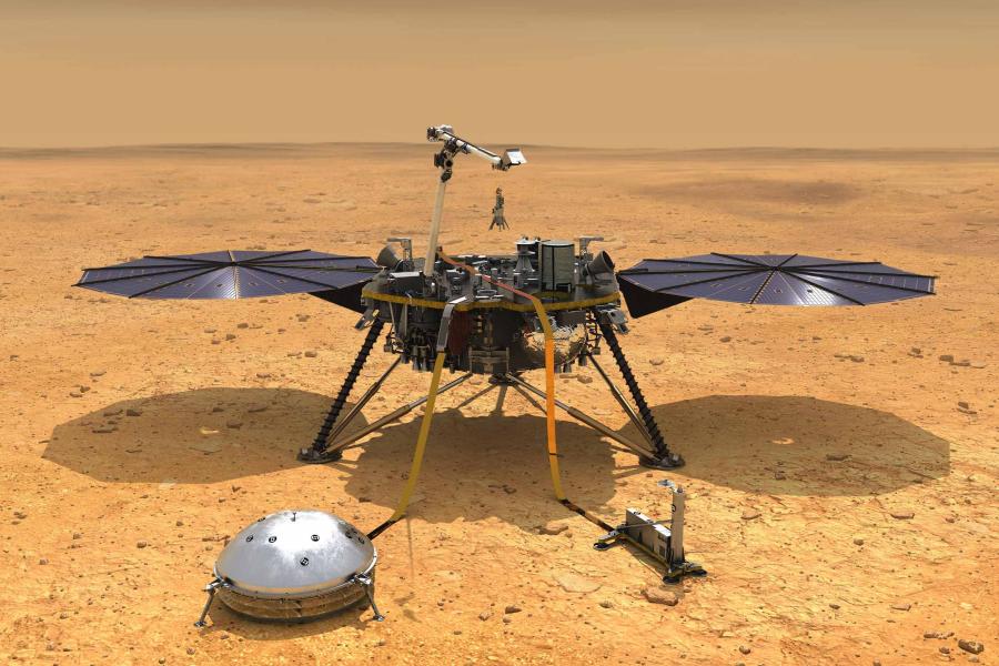 Illustration of the Mars InSight space probe