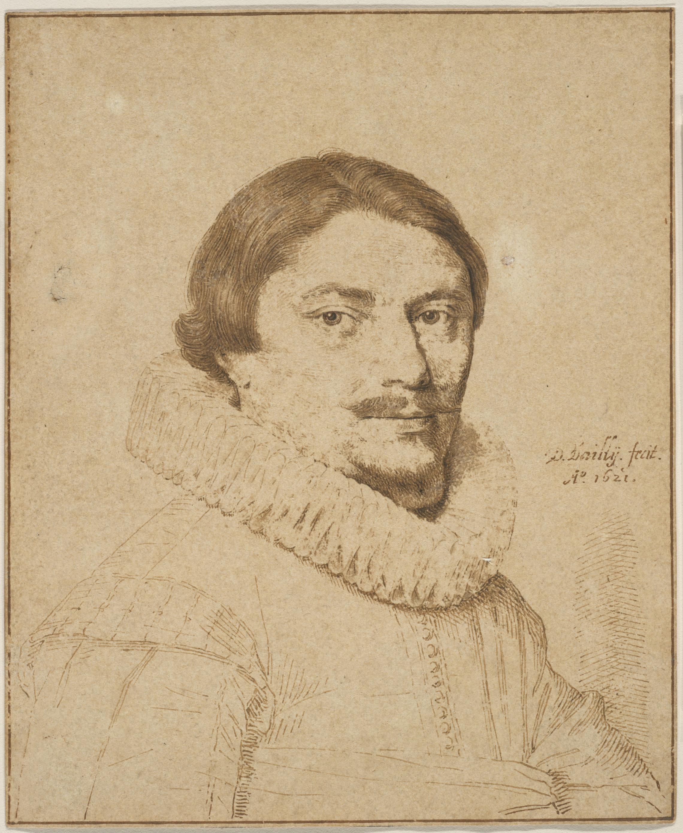 David Bailly, Dutch, 1584-1657. “Portrait of Jan Pynas (1582-1631),” 1621. Pen and brown ink and brown wash. Courtesy of the Maida and George Abrams Collection, Boston, Massachusetts.