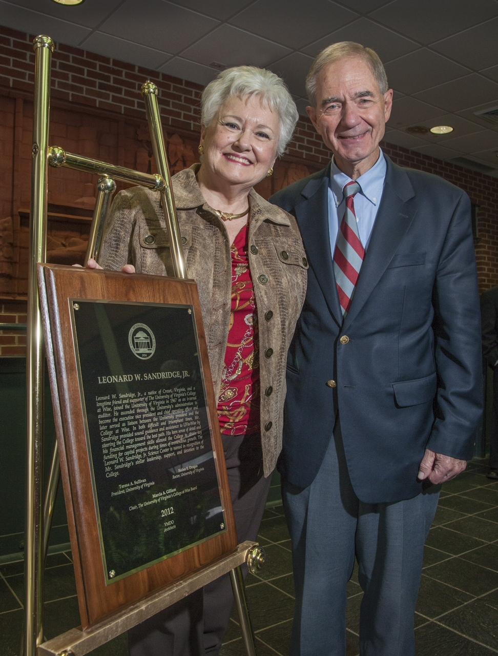 Leonard Sandridge, U.Va.'s former executive vice president and chief operating officer, and his wife Jerry