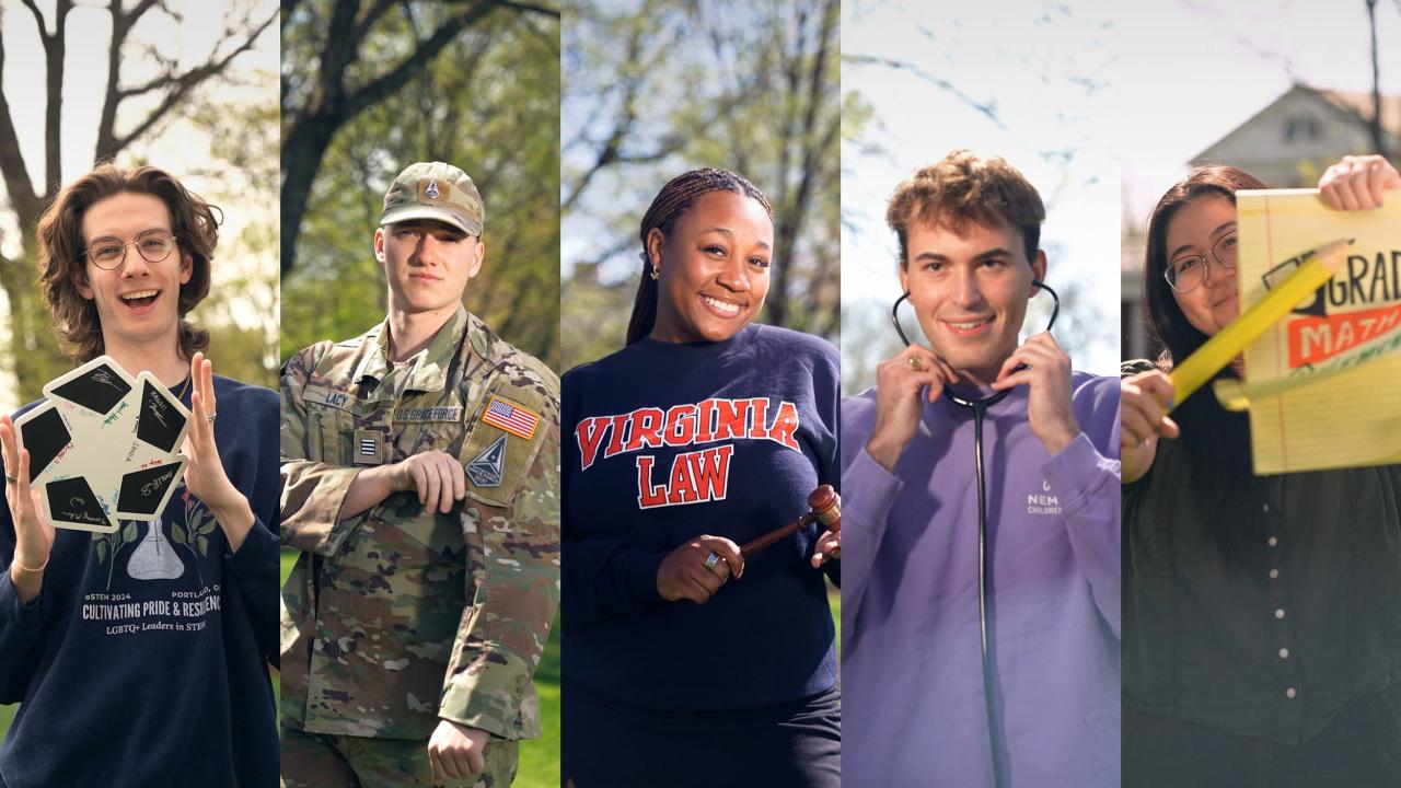 Collage of five graduating fourth-year students