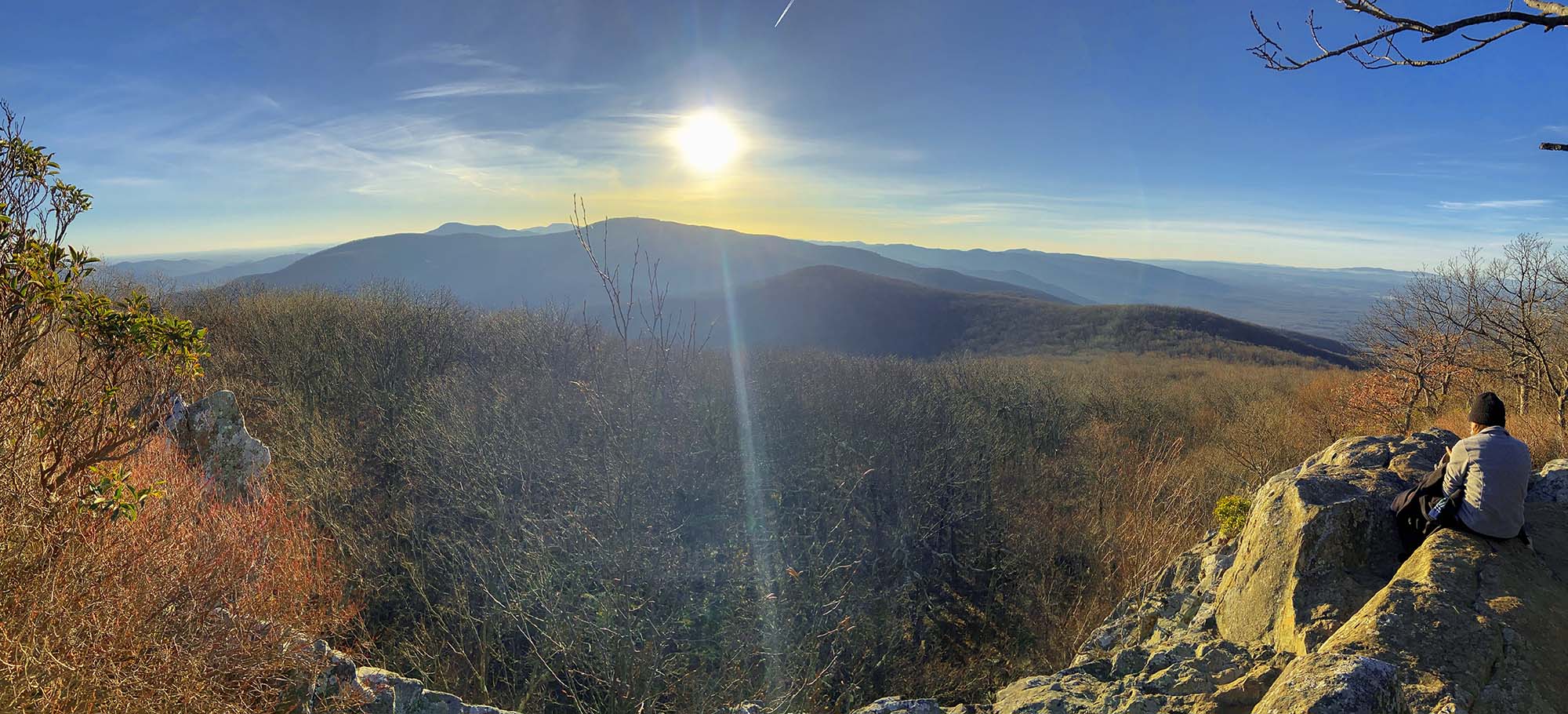 View from Humpback rock as the sun peaks over the Blue Ridge Mountains