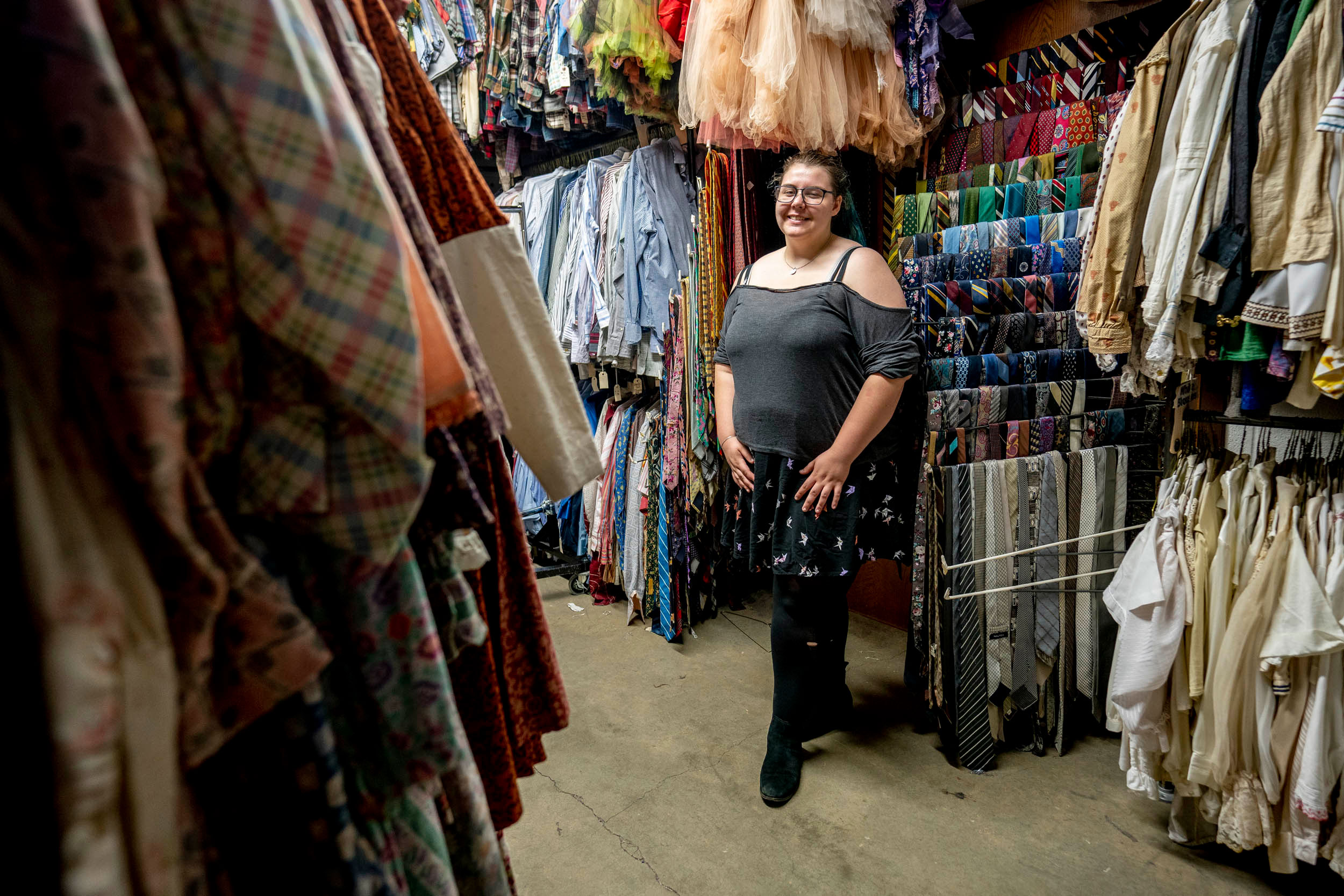 Fourth-year student Taylor Parsons loves the calm environment of the costume shop, where she creates costumes for all Heritage’s summer shows.