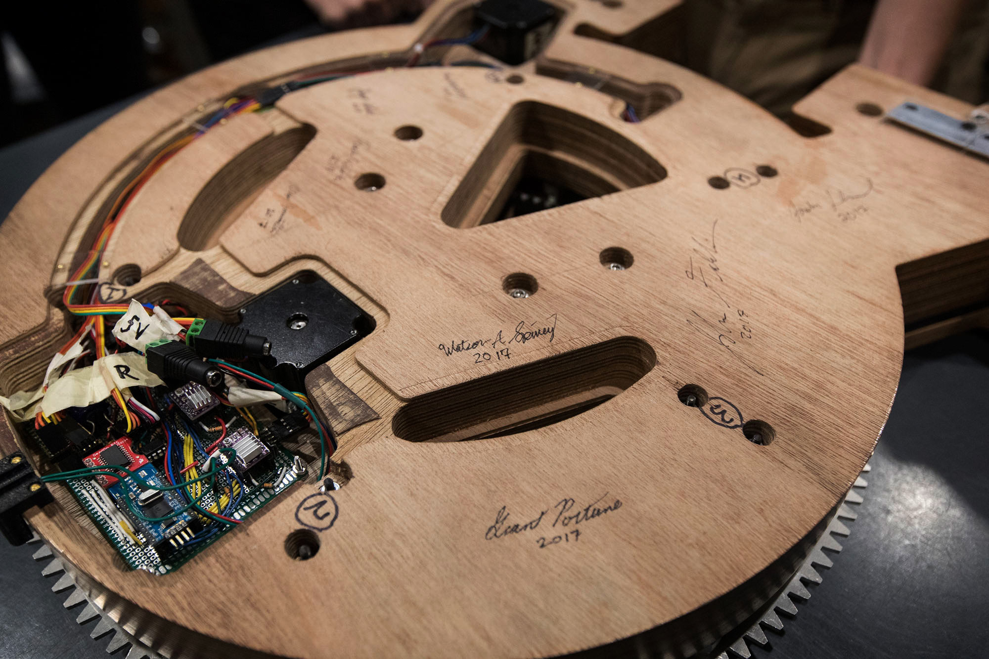 Signatures on the back of a clock