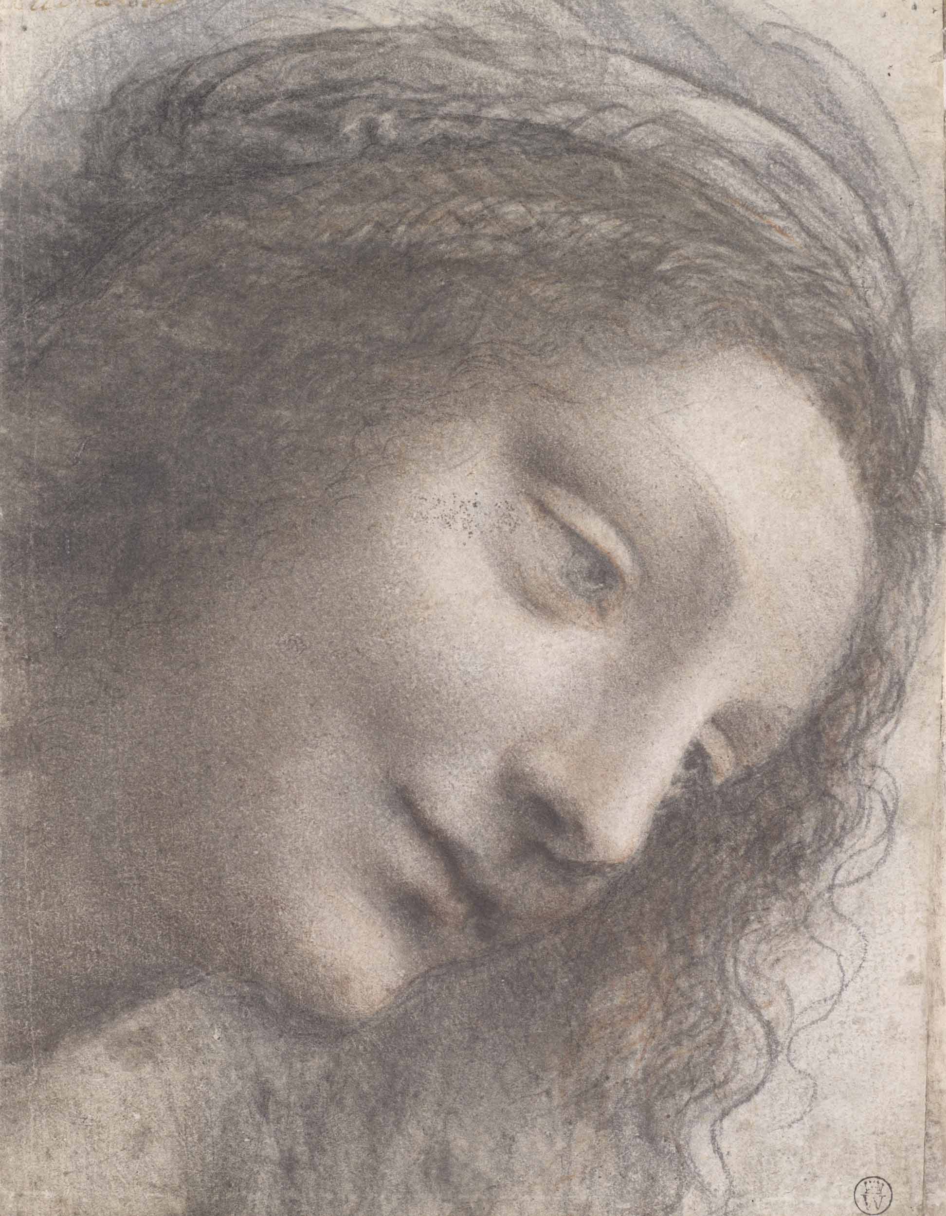“The Head of the Virgin in Three-Quarter View Facing Right,” painting