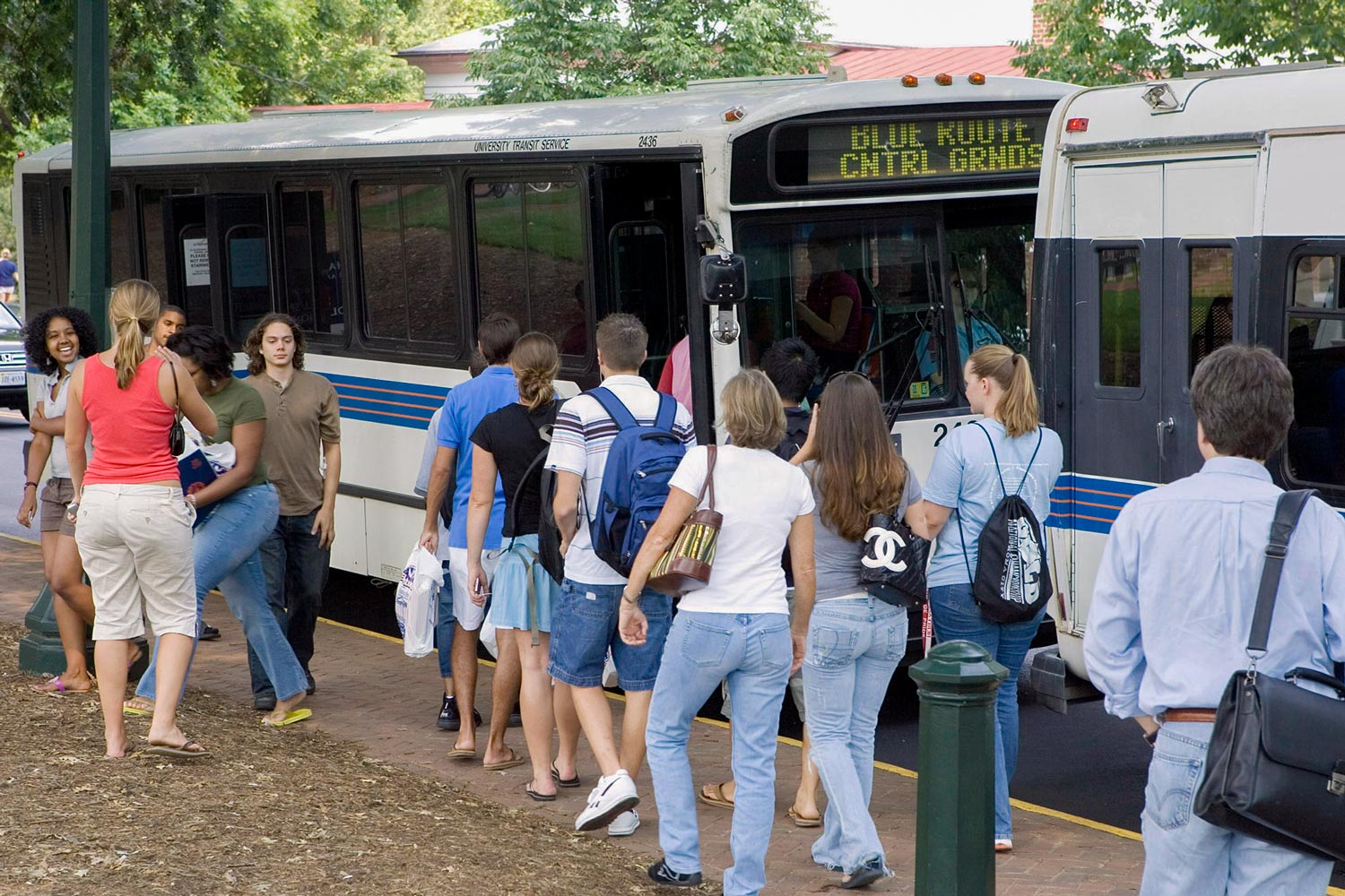 Students boarding buses