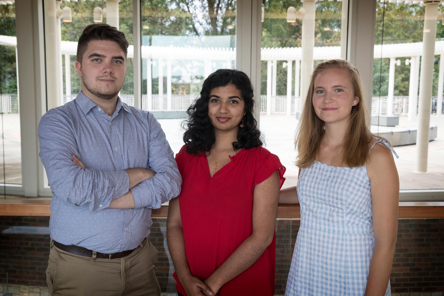  From left, Tyler Gaedecke, Anjali Kapil and Natalie LaRoe stand together for a picture