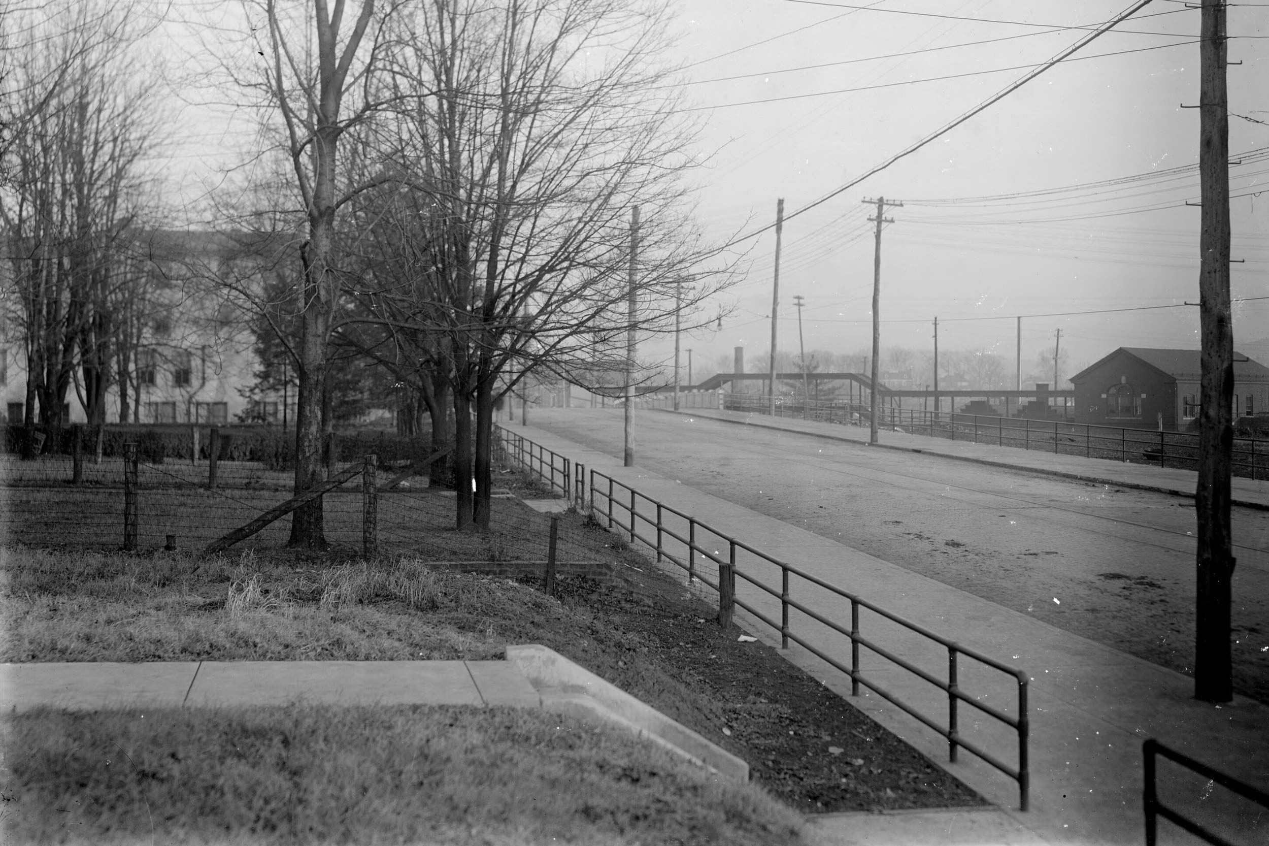 Black and white image of a the Charlottesville road
