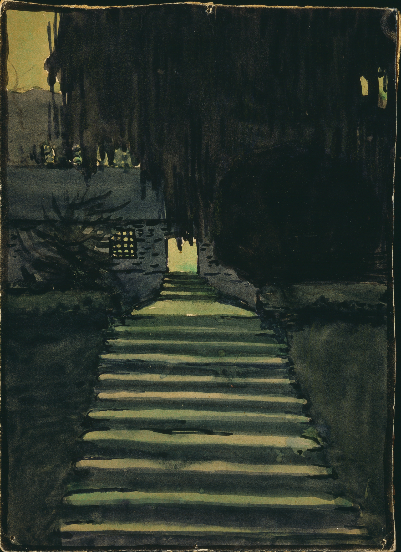 painting of the steps on the west lawn