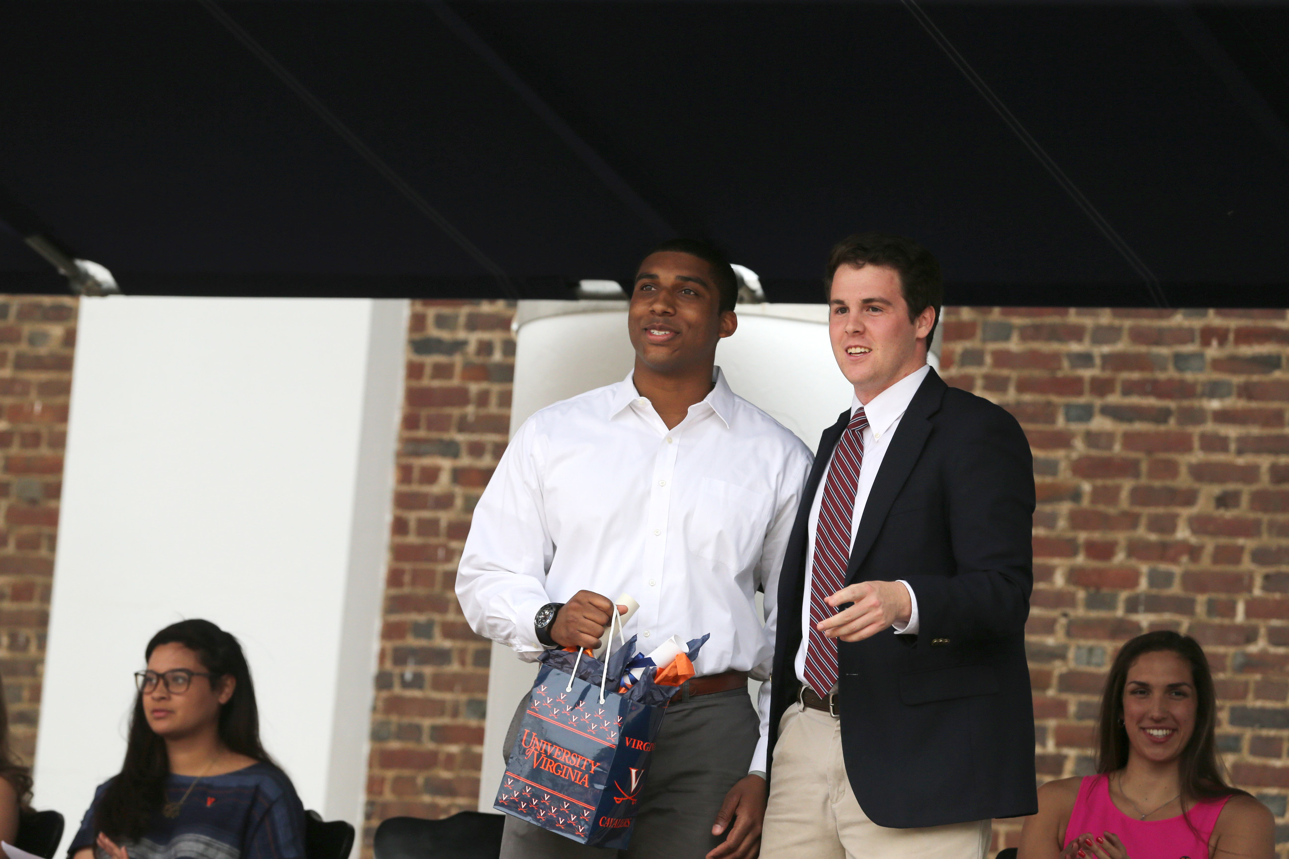 Miles Jackson, left, was the male winner of the 2016 Algernon Sydney Sullivan Award.